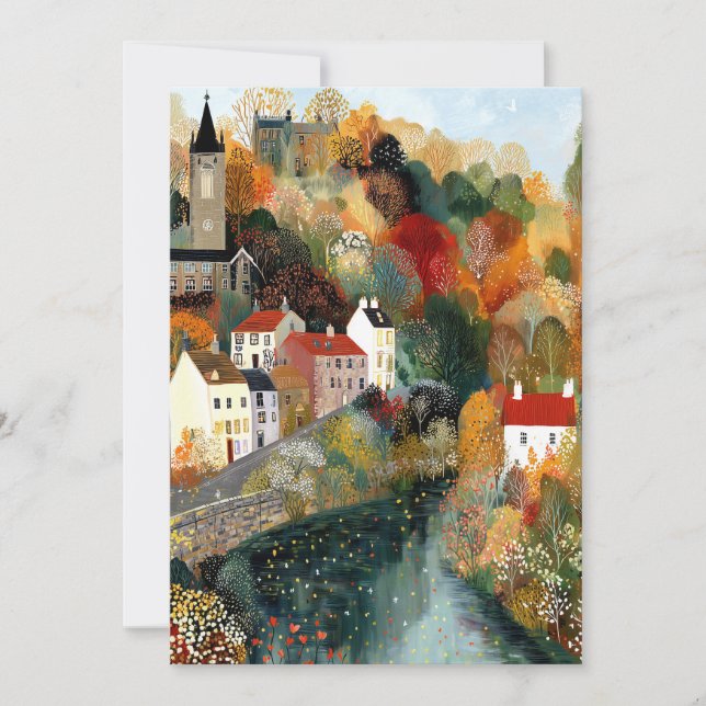 Carte Scène d'automne de la petite ville de Whimsical He (Devant)