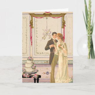 Carte Scène de célébration de mariage victorien vintage