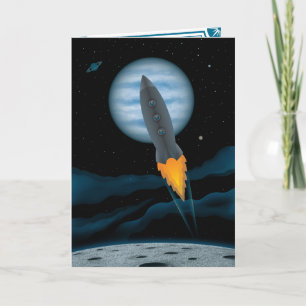 Carte Scène de fusée spatiale pour la fête des pères