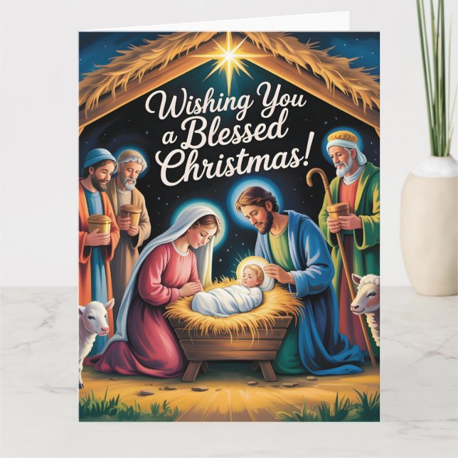 Carte Scène de la Nativité Vœux de Noël (Devant)