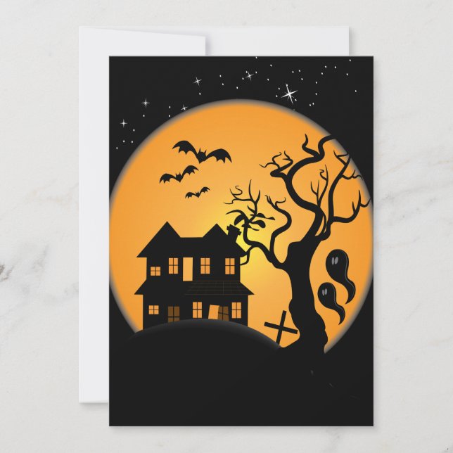Carte scène de maison hantée halloween effrayante vecteu (Devant)
