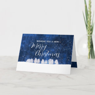 Carte Scène De Neige Bleue Et Blanche De Noël