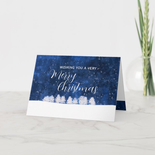 Carte Scène De Neige Bleue Et Blanche De Noël (Devant)