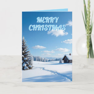Carte scène de neige de Noël personnaliser famille