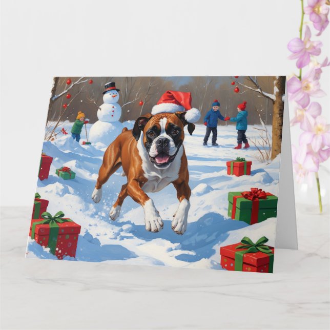 Carte Scène de neige festive de Noël de Boxer (Orchidée)