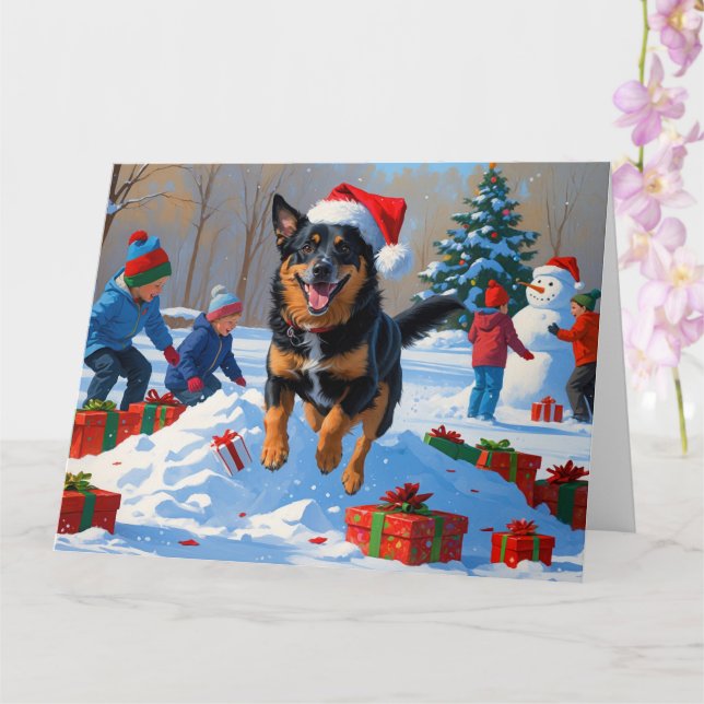 Carte Scène de neige festive de Noël Malinois belge (Orchidée)