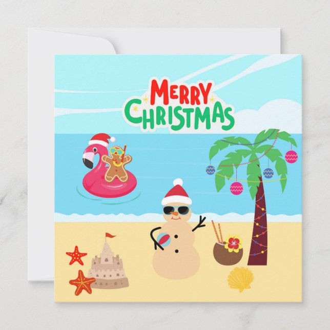 Carte Scène de Noël à la plage (Devant)