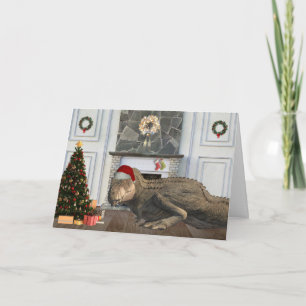 Carte Scène de Noël avec Tyrannosaure Dinosaure