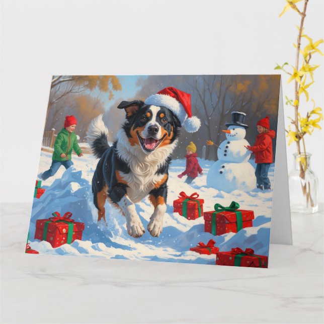 Carte Scène de Noël de bétail australien (Fleur jaune)