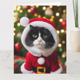 Carte Scène de Noël du chat et du village