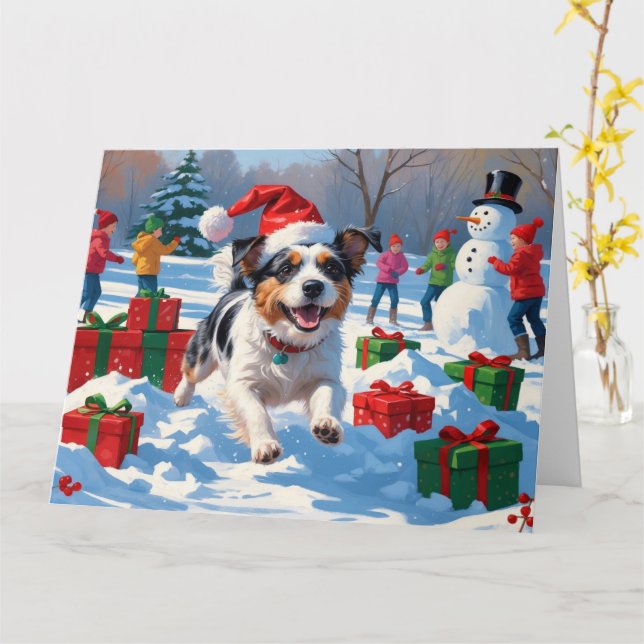 Carte Scène de Noël du Terrier australien (Fleur jaune)
