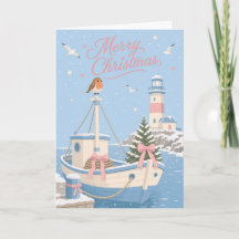 Scène de Noël mignonne au port pastel