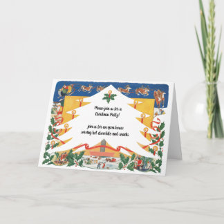 Carte Scène de Noël vintage avec le Père Noël