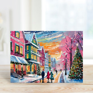 Carte Scène de rue hivernale cosy Art moderne