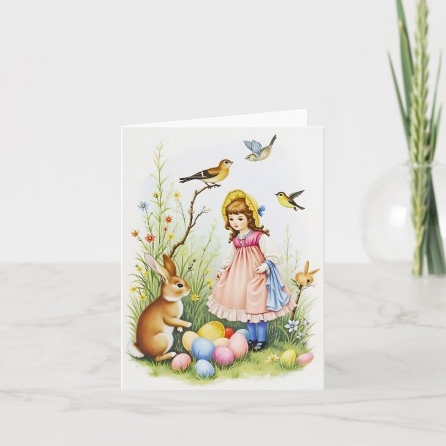 Carte Scène du printemps avec les oeufs de la fille, du  (Devant)