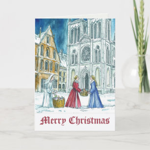 Carte Scène du village médiéval Joyeux Noël