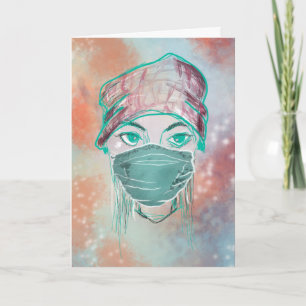 Carte scène étincelante du masque faciale