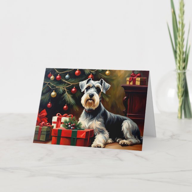 Carte Schnauzer Chien Noël (Devant)