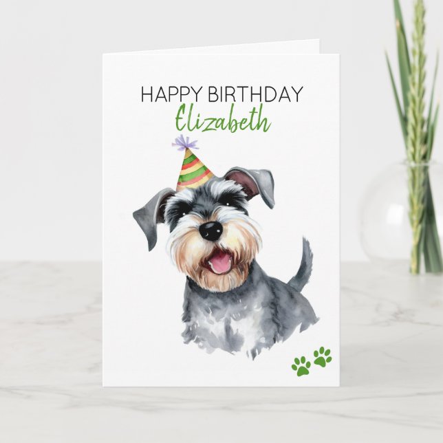 Carte Schnauzer Chien Personnalisé Joyeux Anniversaire (Devant)