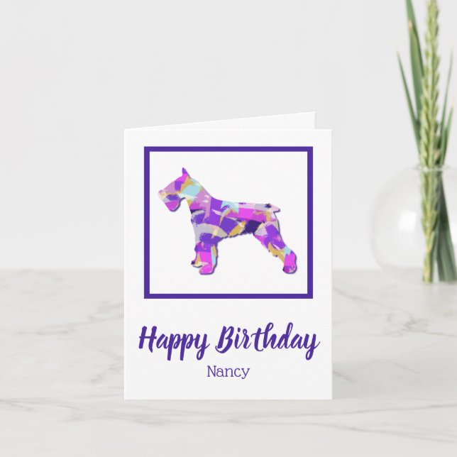 Carte Schnauzer Chien Silhouette mou pourpre PY&B (Devant)