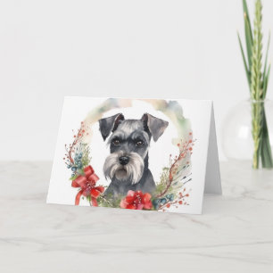 Carte Schnauzer Christmas Wreath Festive Pup