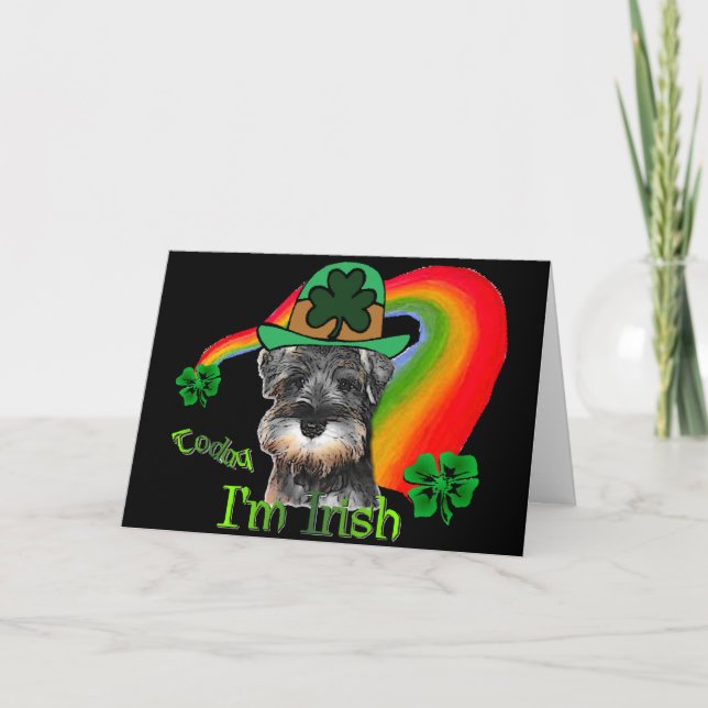 Carte Schnauzer de jour de St Patricks mini (Devant)