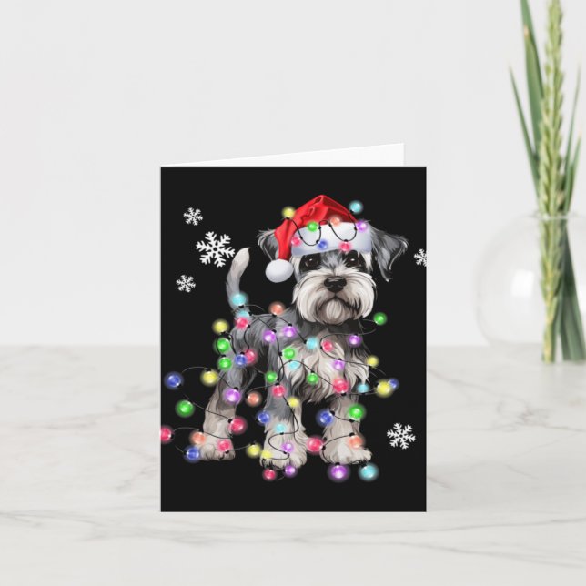 Carte Schnauzer Dog Reindeer Christmas Lights Ugly Xmas  (Devant)