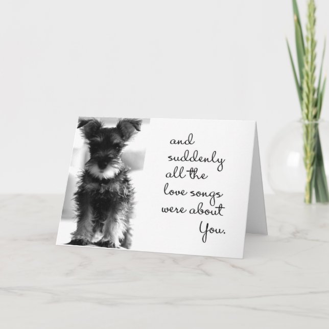 CARTE SCHNAUZER FAIT COQUE POUR UN "SOUHAIT DE VALENTINE (Devant)