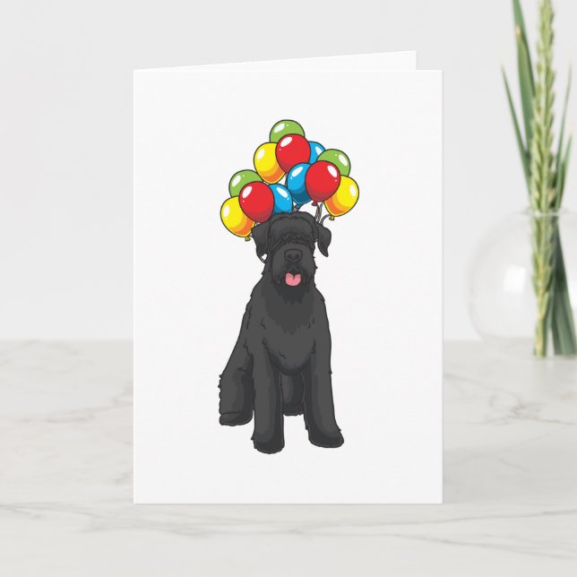 Carte Schnauzer géant avec des ballons (Devant)