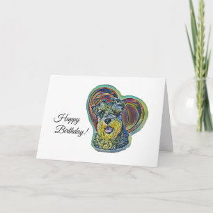 Carte Schnauzer miniature en verre teinté mignon avec co