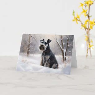 Carte Schnauzer Miniature Laisser neiger Noël