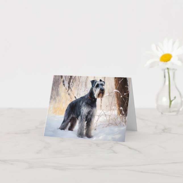 Carte Schnauzer Qu'il neige Noël (Petite plante)