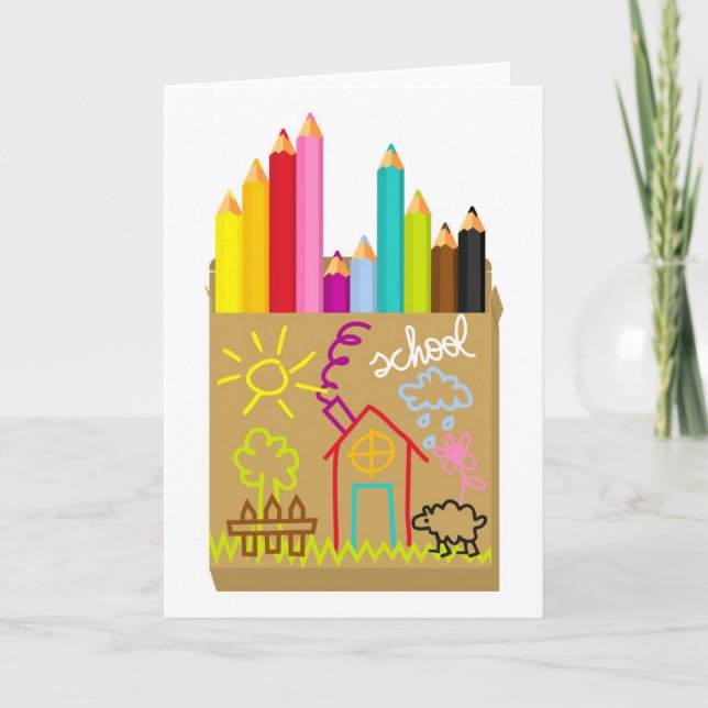Carte 'School' Crayons (Devant)