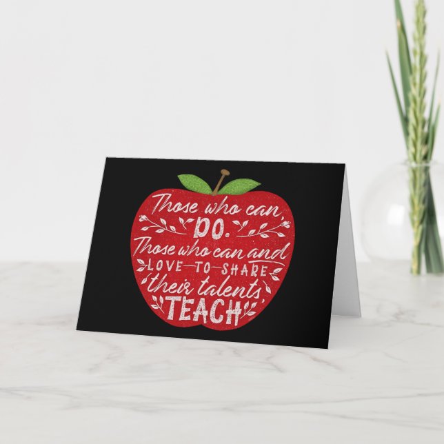 Carte School Teacher Thank You | Apple Teaching Quote (Devant)