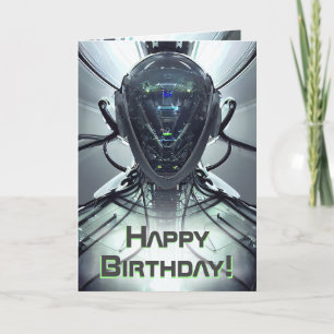 Carte Sci-Fi Cyber Droid Fighter Pilot Anniversaire
