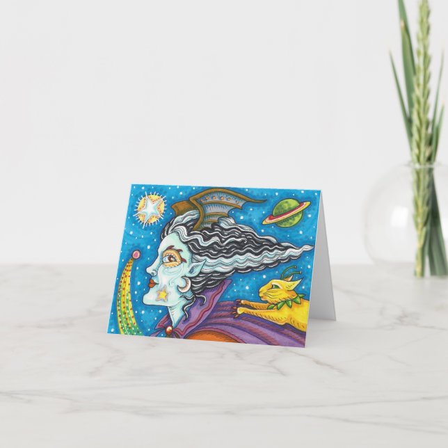 Carte SCI FI SPACE WITCH & COMET CAT HALLOWEEN Vide (Devant)