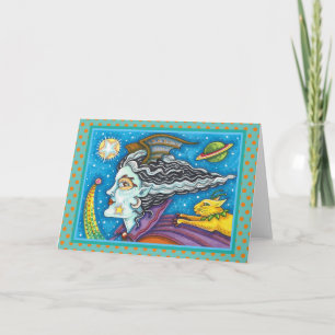 Carte SCI FI SPACE WITCH & COMET CAT HALLOWEEN Vide