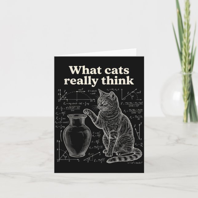 Carte Science de chat drôle Humour Ce que les chats pens (Devant)