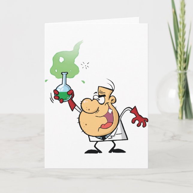 Carte Scientifique Fou Tenant une fiole bouillonnante Sc (Devant)
