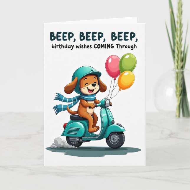 Carte Scooter Chien Joyeux (Devant)