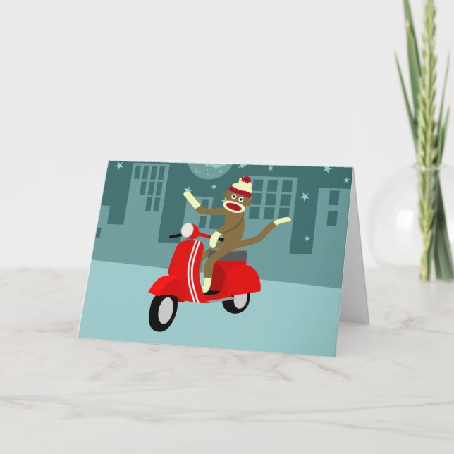 Carte Scooter Sock Monkey Vespa (Devant)