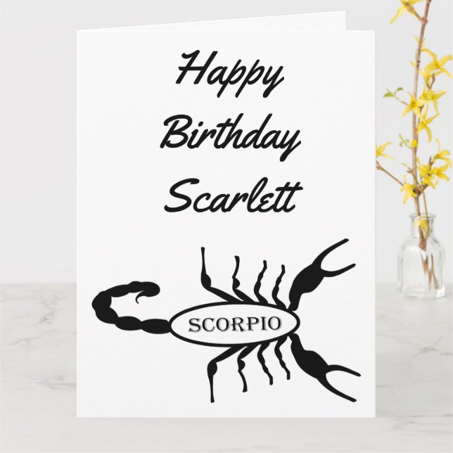 Carte Scorpio Black Scorpion Star Sign Custom Anniversai (Fleur jaune)