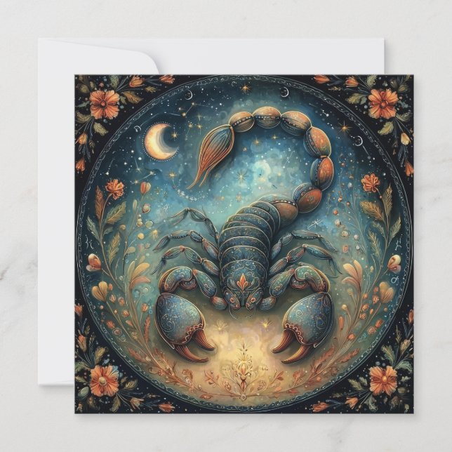 Carte Scorpio Zodiac Astrology Sign Celestial Birthday (Devant)