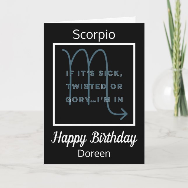 Carte Scorpio Zodiac Fun Citation Noir & Blanc Anniversa (Devant)