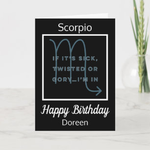 Carte Scorpio Zodiac Fun Citation Noir & Blanc Anniversa