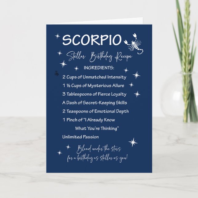 Carte Scorpio Zodiac Stellar Recette d'anniversaire (Devant)