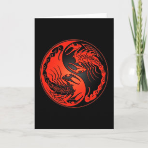 Carte Scorpions Yin Yang rouge et noir