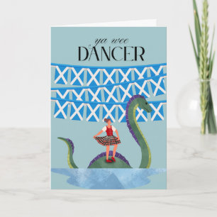 Carte Scots Gaelic Ya Wee Danseuse Tartan Girl Danser