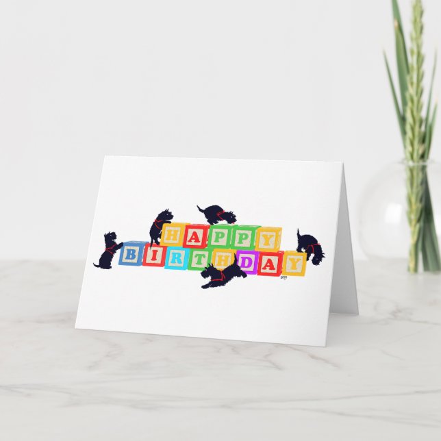 Carte Scottie Birthday Blocks (Devant)