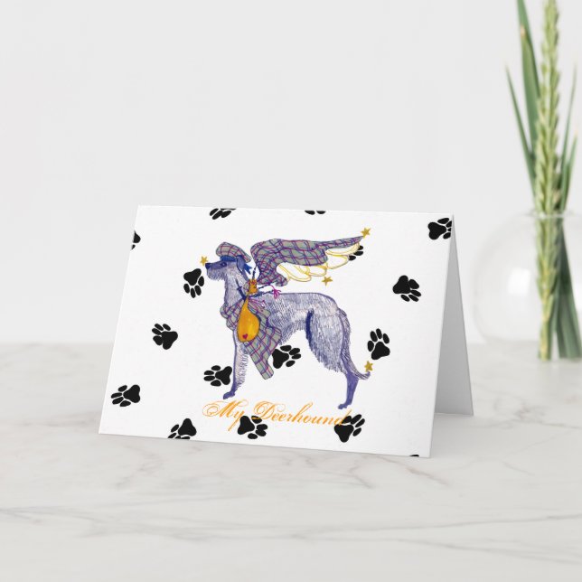 Carte Scottish Deerhound Bone Mot (Devant)